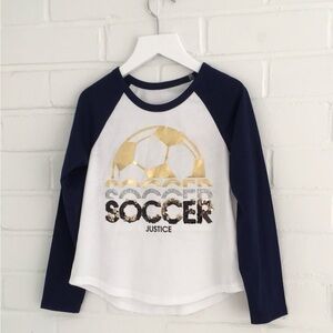 new with tags sequin sparkly rugby style long sleeves soccer t-shirt size 6